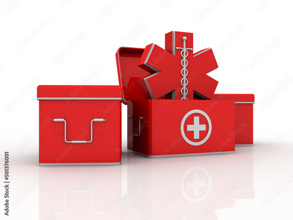 3d illustration medicine pharmacy sign snake with first aid box 3d illustration medicine pharmacy sign snake with first aid box