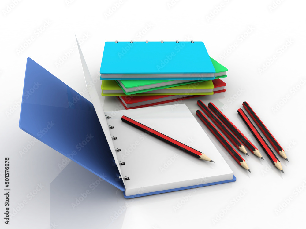 3d rendering students education book with pencil 3d rendering students education book with pencil