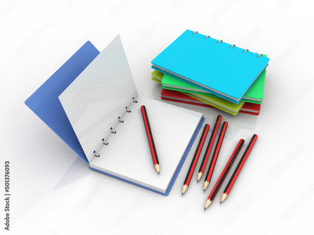3d rendering students education book with pencil 3d rendering students education book with pencil