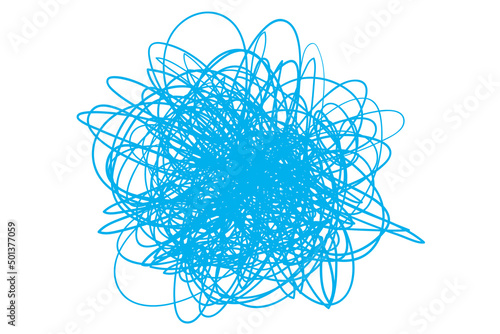 Colorful tangled on white. Chaos pattern. Scribble sketch. Bright background with array of lines. Intricate chaotic texture. Art creation. Print for polygraphy, posters and t-shirts