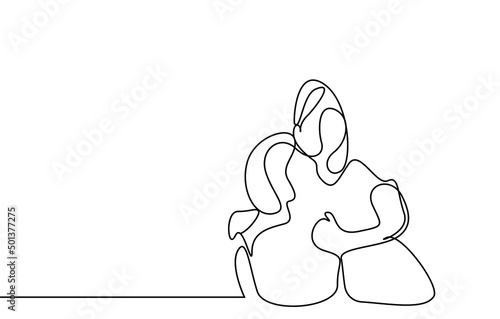 a mother and her young daughter happily hugging.mother's day line concept