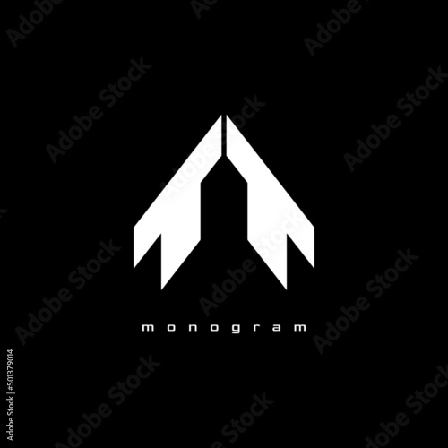 monogram flat letter t a flight logo design