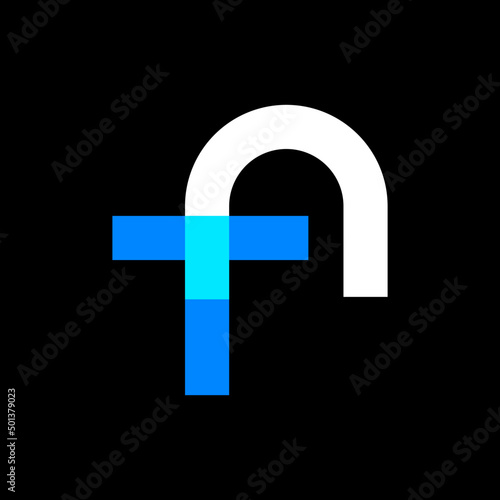 monogram flat letter f c t logo design