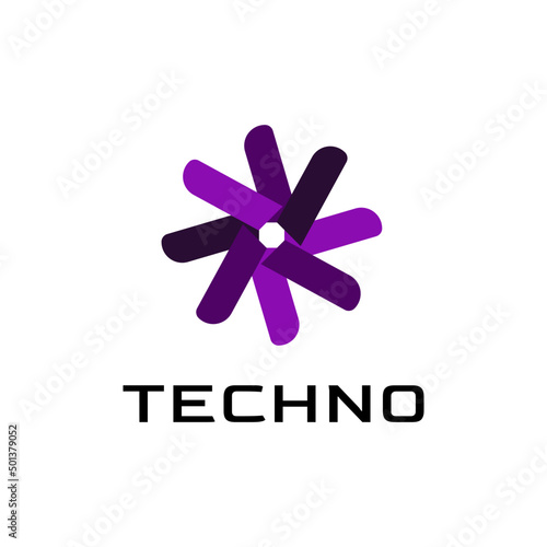 abstract mark tech round logo