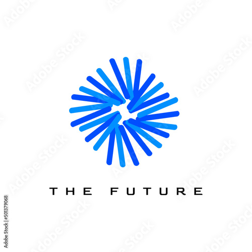 abstract tech blue logo design