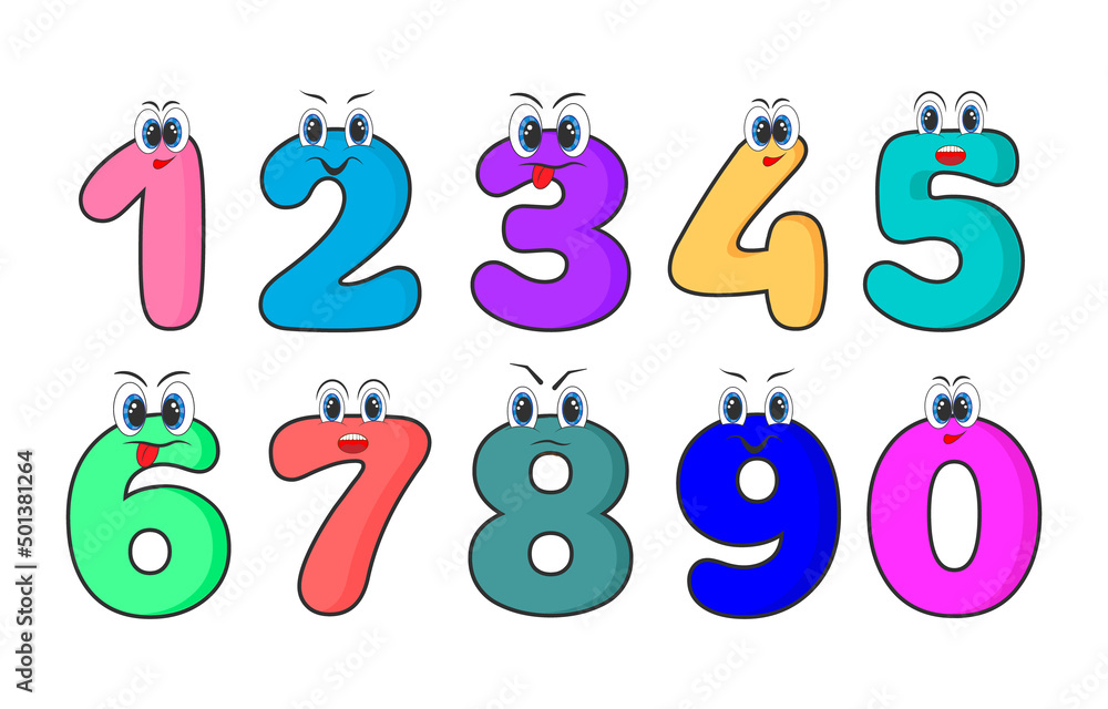 Cartoon numbers theme set 1 - eps10 vector illustration
