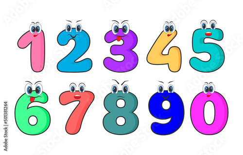 Obraz na płótnie Cartoon numbers theme set 1 - eps10 vector illustration w salonie