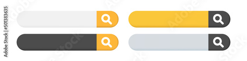 3d Search bar set. Search line or field. Vector element for web design.