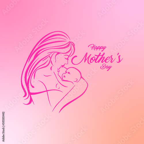 Happy Mother s Day event poster with mother and child