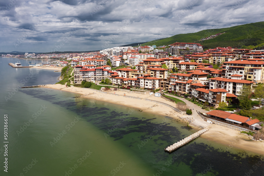 Aerial view to a sea resort St. Vlas on the Black Sea, Bulgaria