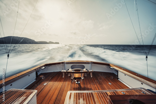 Scenic view of a large boat's stern