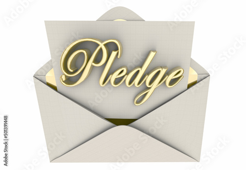 Pledge Promise Envelope Vow Give Funds Money Financial Gift 3D Illustration