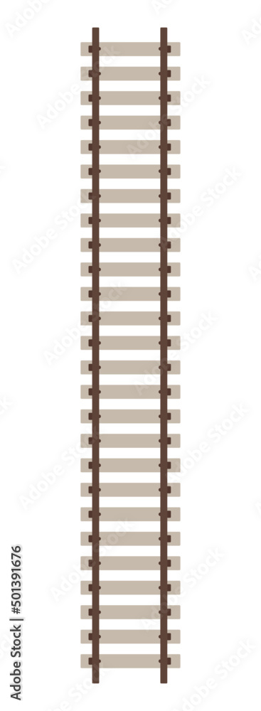 Realistic train track railroad contour, vector illustration