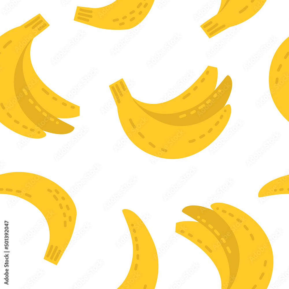 Seamless pattern with yellow bananas. Vector background