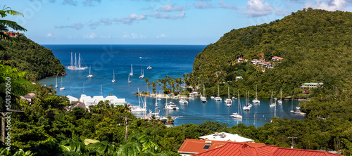 Fotografiet Beautiful view of the St Lucia cove in the Caribbean