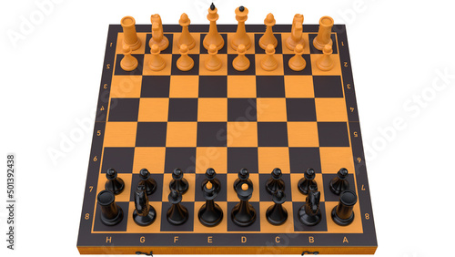 chess board with pieces. 3d render. chess