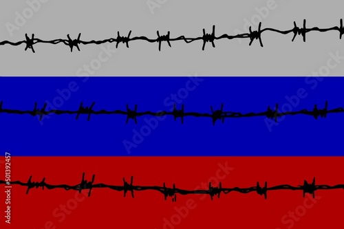 Conflict and war concept. Barbed fence. Grunge texture