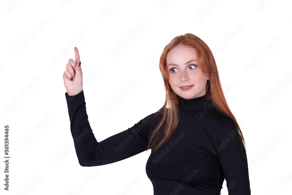young woman on a light background expresses a good idea with a gesture young woman on a light background expresses a good idea with a gesture