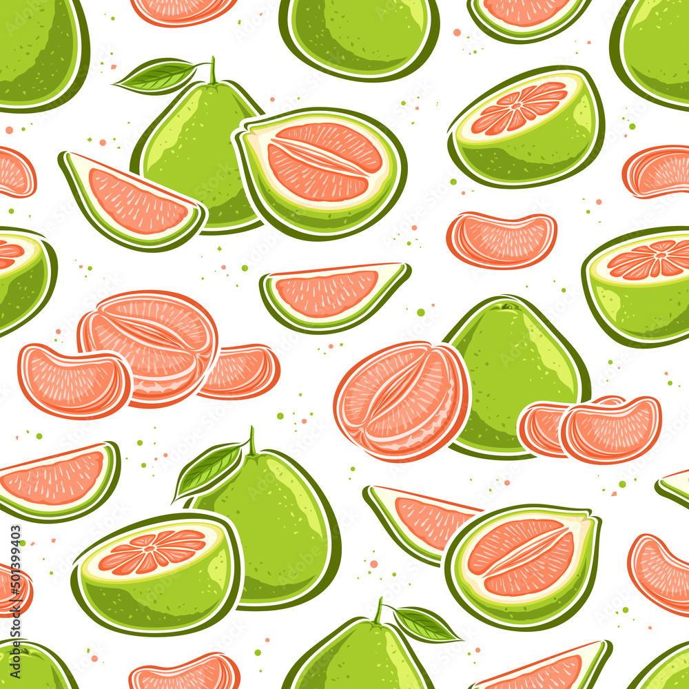 Vector Pomelo seamless pattern, decorative repeating background with set of cut out illustrations pomelo still life with leaves, group of exotic various pomelo on white background for wrapping paper Vector Pomelo seamless pattern, decorative repeating background with set of cut out illustrations pomelo still life with leaves, group of exotic various pomelo on white background for wrapping paper