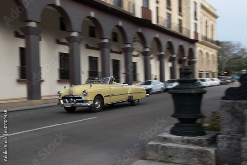 Old yellow car in Havana  Cuba