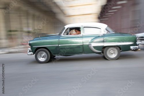 A old car in Havana street in Cuba