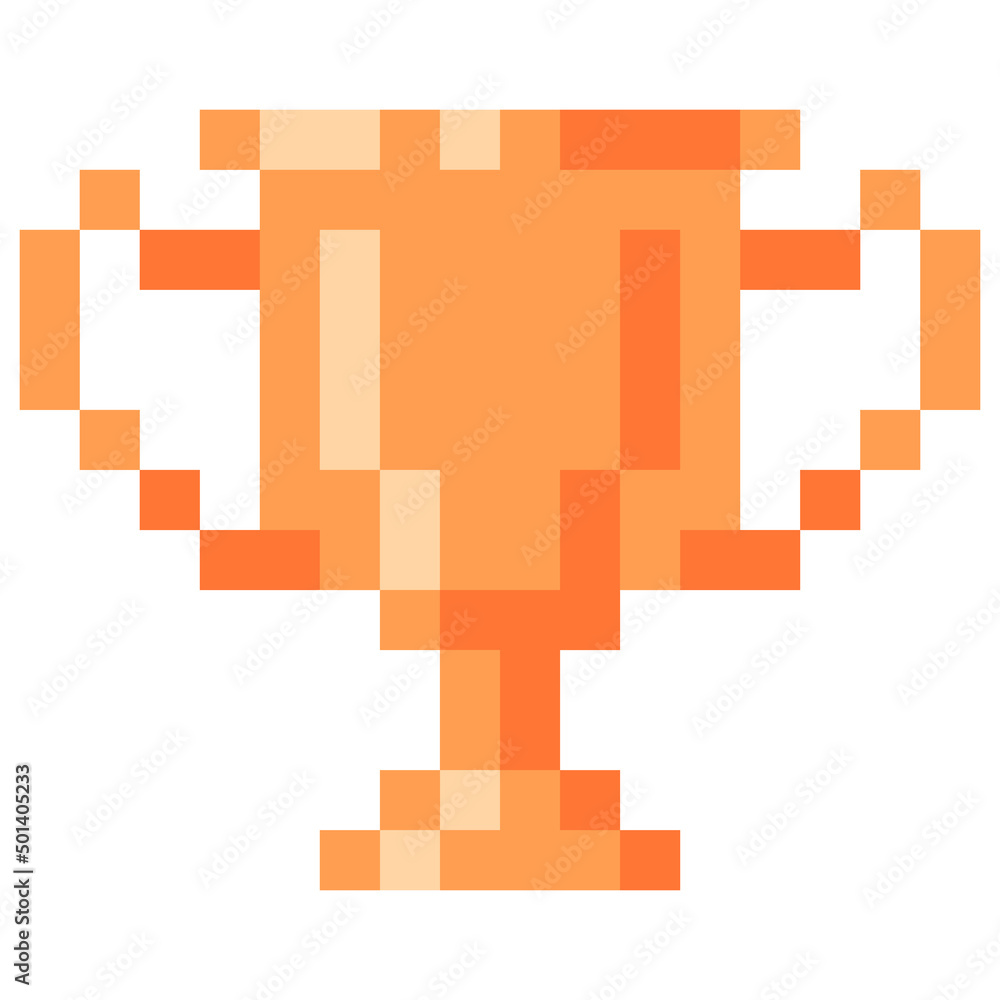 Pixel art bronze cup. Award trophy icon Pixel art bronze cup. Award trophy icon