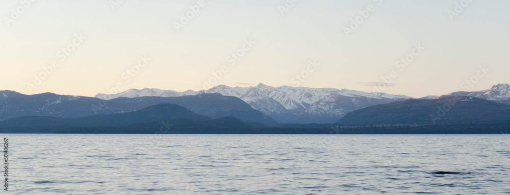 Snowy mountains and lake in Bariloche Snowy mountains and lake in Bariloche
