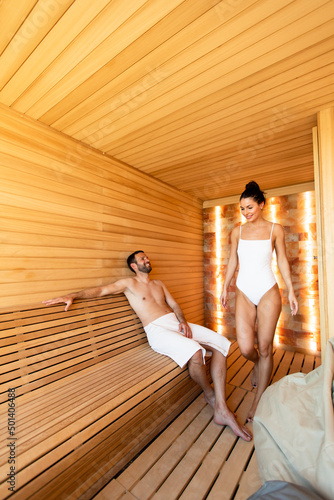 Young couple relaxing in th...