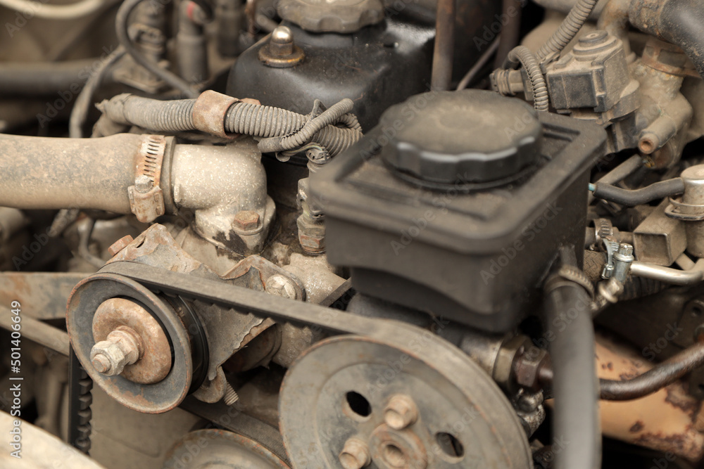 Old car engine background texture