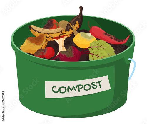 Set of vegetables fruits rotting products. Composting food. Perishable products. Vector illustration on a white background