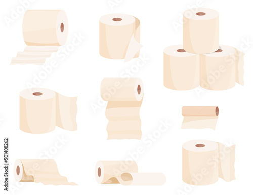 Set of rolls of toilet paper. Vector illustration on a white background