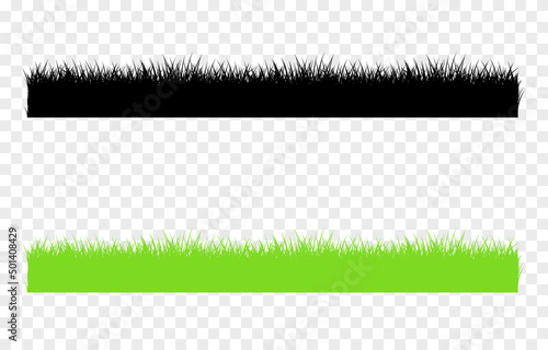 Vector grass silhouette. Young grass PNG, lawn, field. Black and green grass silhouette PNG.