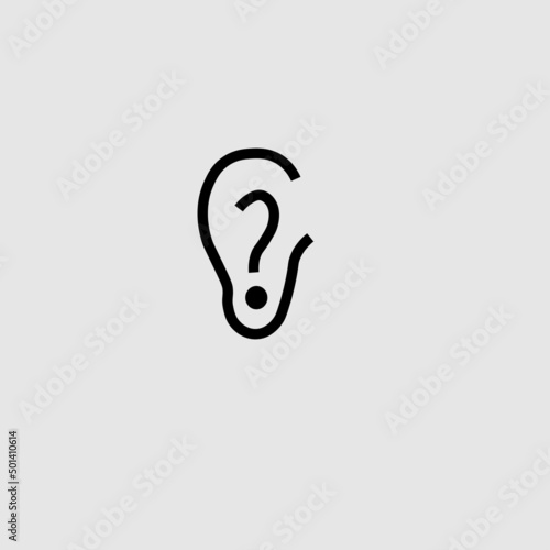 Ear symbol with question mark inside