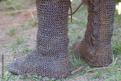  iron legs of a medieval knight