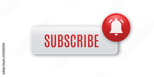 Realistic 3D Subscribe button. Social media. 