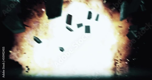 Hand Grenade Explosion. War Scene. Deadly Weapon. War And Destruction Related 3D Animation.