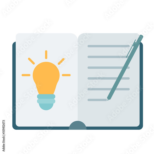 Creative writing concept, education book. Vector icons