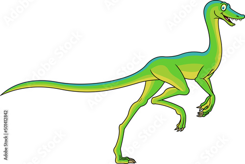 Coelophysis Dinosaur Cartoon Character. Vector Hand Drawn Illustration Isolated On White Background