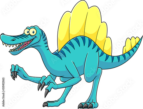 Spinosaurus Dinosaur Cartoon Character. Vector Hand Drawn Illustration Isolated On White Background © HitToon.com