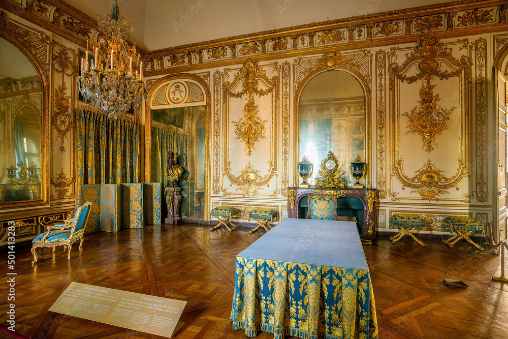 Interiors, architectural details an decorations of the Chateau de ...