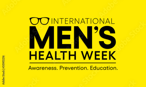 Men's health Week is observed every year in June, used to raise awareness about health care for men and focus on encouraging boys to practice and implement healthy living decisions. Vector art.