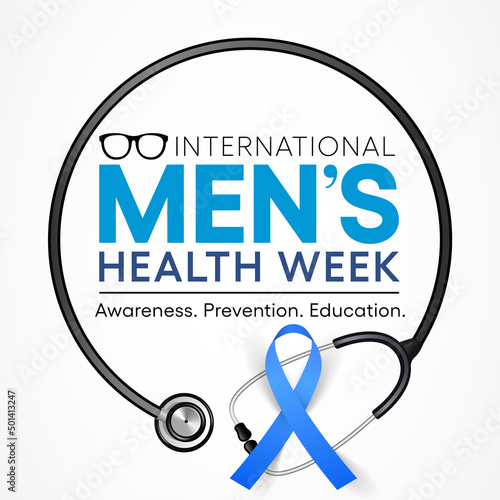 Men's health Week is observed every year in June, used to raise awareness about health care for men and focus on encouraging boys to practice and implement healthy living decisions. Vector art.