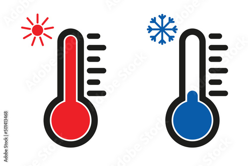 Thermometer vector icon. The concept of measuring the temperature of cold and heat. Vector illustration