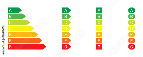Energy efficiency rating vector illustration set. Power class rating. Vector illustration. eps10