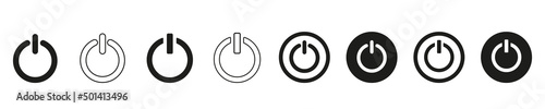 Power button icons. Vector set. Black icons on a white background. eps10