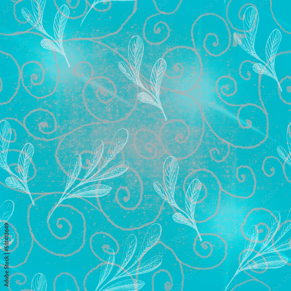 Seamless watercolor leaves pattern - white leaves and branches composition Seamless watercolor leaves pattern - white leaves and branches composition