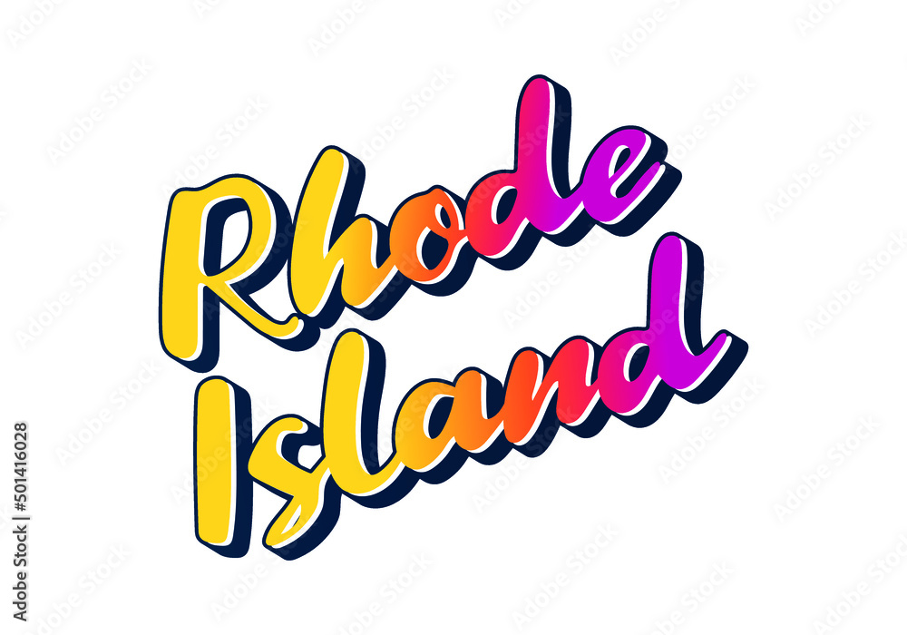 Rhode Island text design. Vector calligraphy. Typography poster. Usable as background.