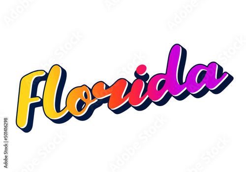 Florida text design. Vector calligraphy. Typography poster. Usable as background.