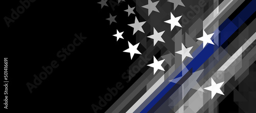 Canvas USA flag with a thin blue line