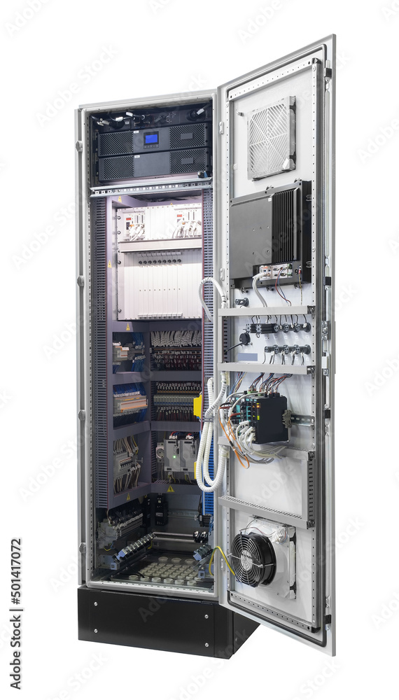 Industrial power supply control unit, electric power supply box isolated on white background Industrial power supply control unit, electric power supply box isolated on white background
